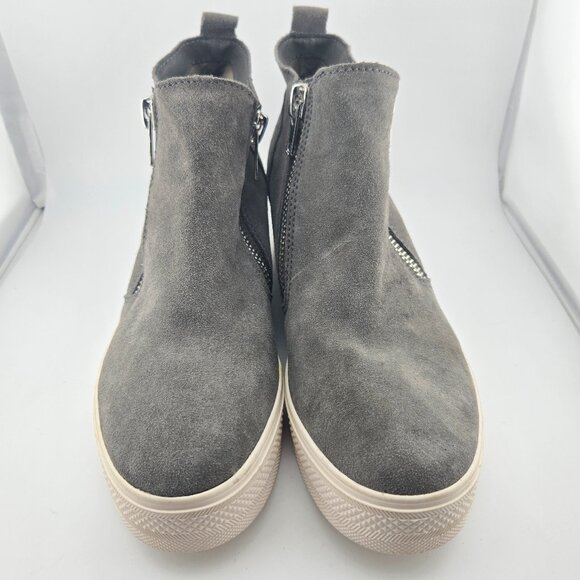 Steve Madden Wedgie Gray Suede Hidden‑Wedge Sneaker Bootie Size 9.5M - Picture 1 of 7